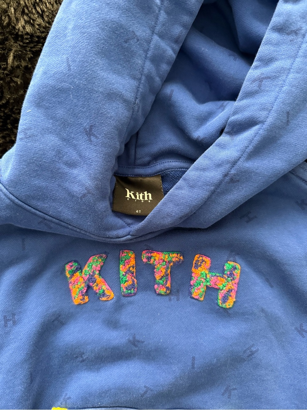 Kith Kids Royal Blue Hoodie with Multicolor Chenille Logo